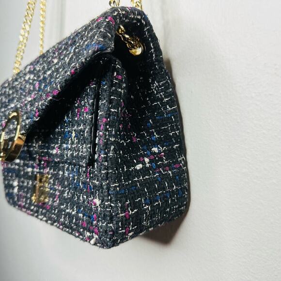 SANDRO Gold Tone Hardware Small Multicolored Tweed Shoulder Bag Chain Purse - Picture 6 of 16